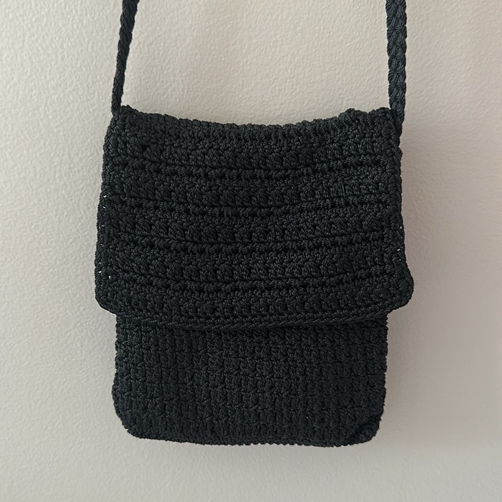 TALBOTS Woven Small Crossbody Purse Black Flap & Zip Closure Chic Classic Travel